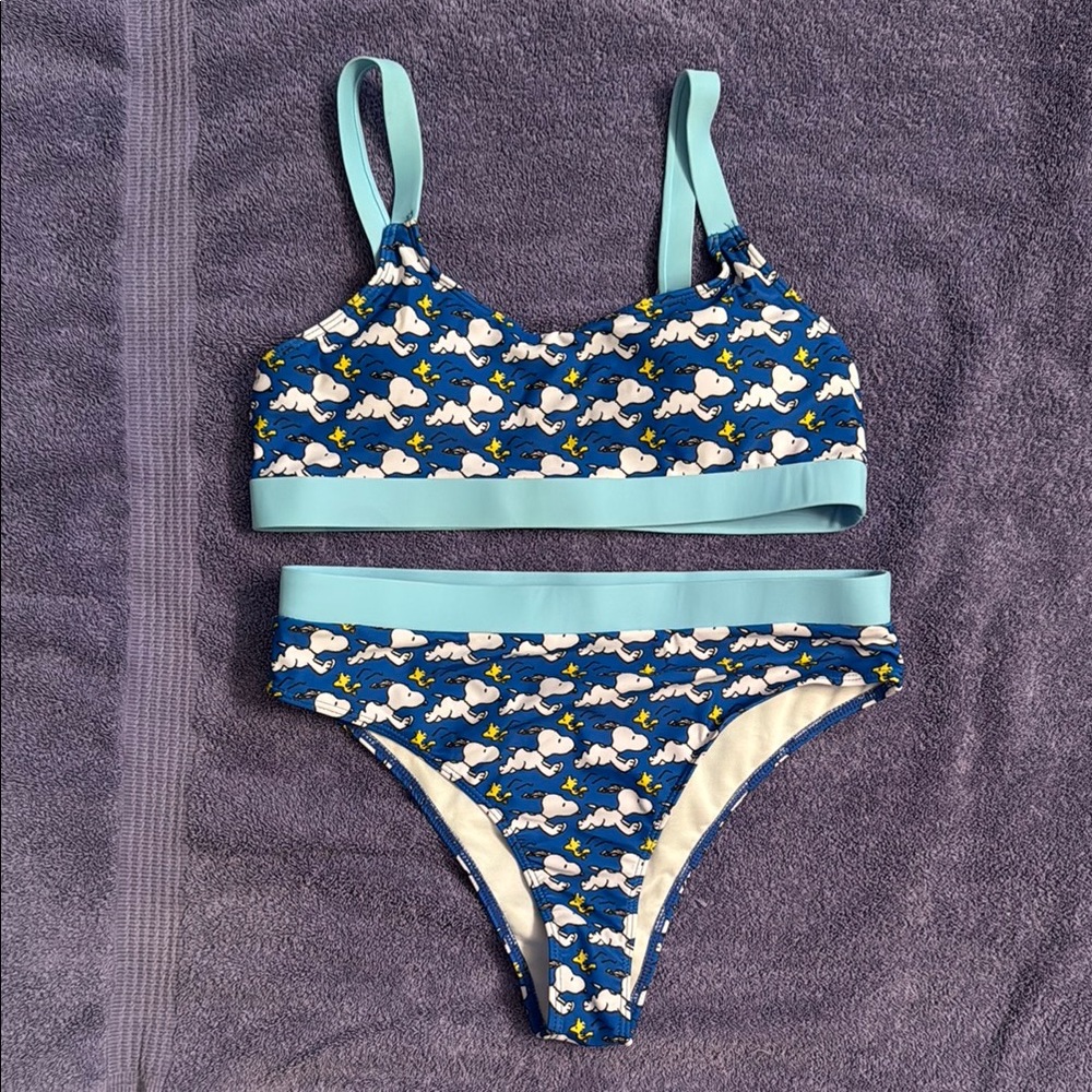 Women’s  Swimwear Set - Blue Snoopy Print
